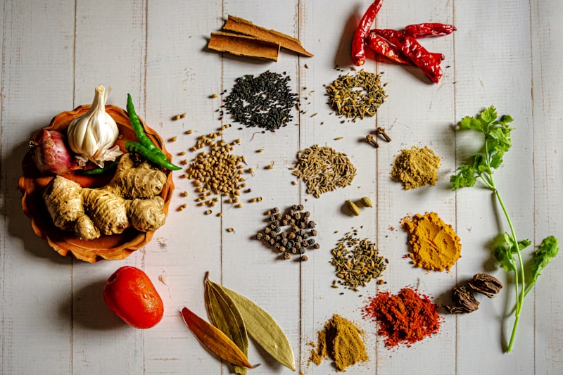 Colourful spices at a market stall